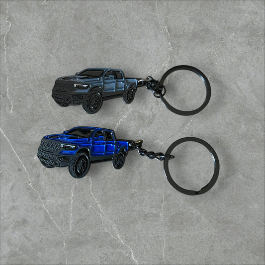 Custom RAM-Theme Truck Keychain – Engraved Metal Key Ring