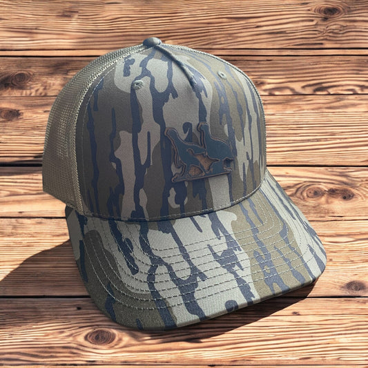 Turkey Hunting Camo Hat – 3D Leather Patch Trucker Hat – Laser Engraved Outdoorsman Cap - SystemPoint Solutions