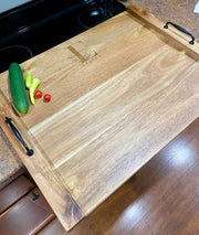 Engraved Stove Top Wood Cover Cutting Board Tray - SystemPoint Solutions