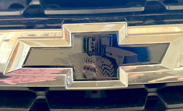 Chevrolet Black Tractor Silverado Precut Bowtie Emblem Overlay DECALS, Front & Rear Set - SystemPoint Solutions