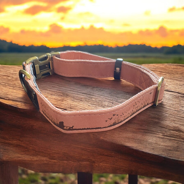 Engraved Leather Country Hunting Dog Collar – Hunting Waterfowl Scene - SystemPoint Solutions