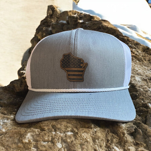 State Flag Hat – USA Leather Patch Trucker Rope Cap - SystemPoint Solutions