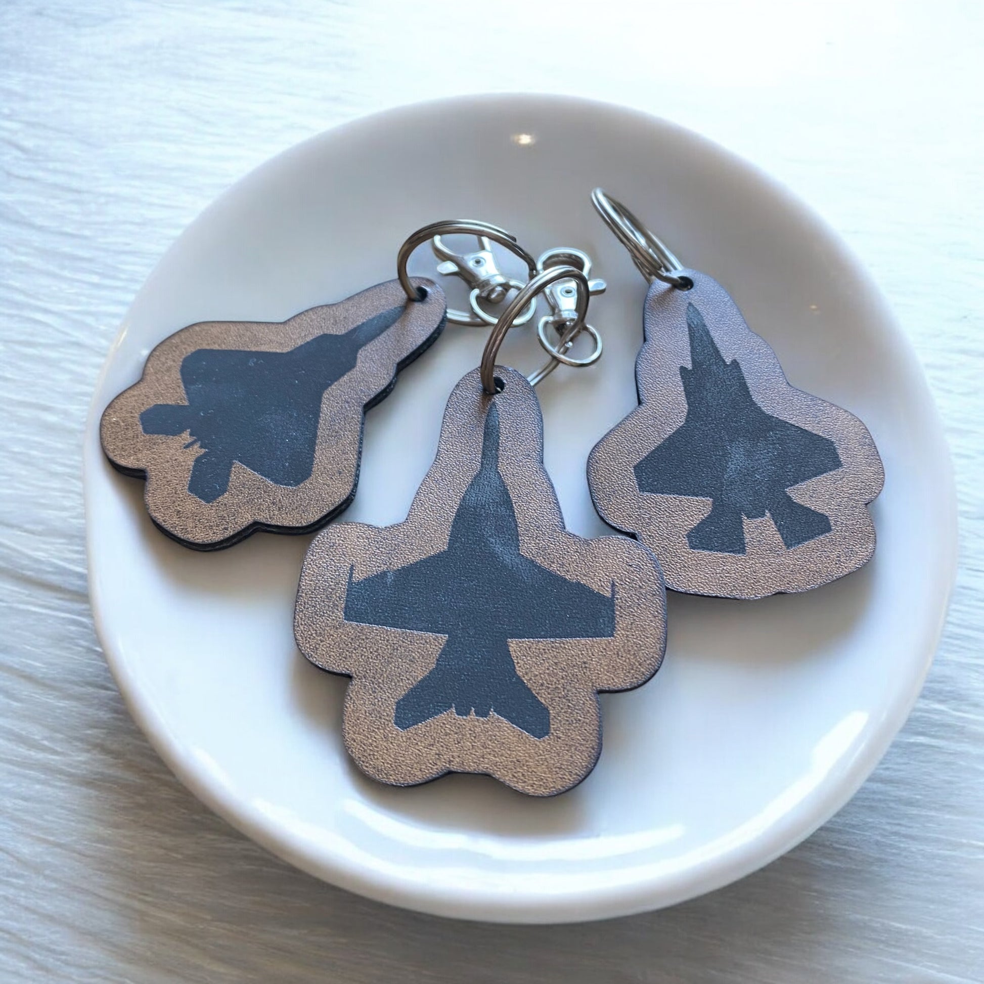 Fighter Jet Keychain 3-Pack – Custom Engraved Leather | Military Aviation Gift | F-22, F-35, F-18 Keychains | Pilot & Veteran Gift - SystemPoint Solutions