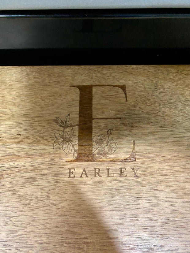 Engraved Stove Top Wood Cover Cutting Board Tray - SystemPoint Solutions