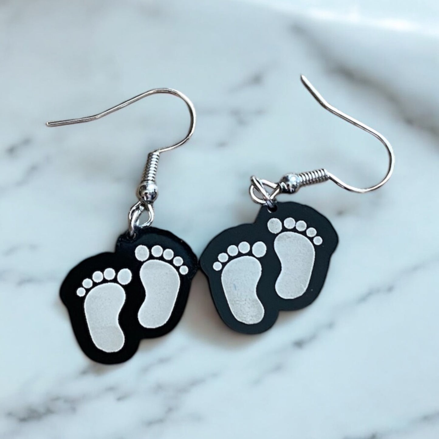 Baby Footprint Acrylic Earrings – Custom Newborn Keepsake Jewelry Gift for Moms & Grandmas - SystemPoint Solutions