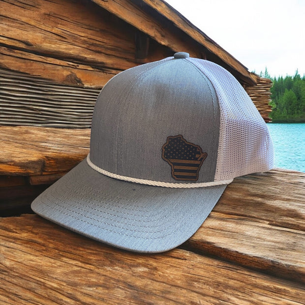 State Flag Hat – USA Leather Patch Trucker Rope Cap - SystemPoint Solutions