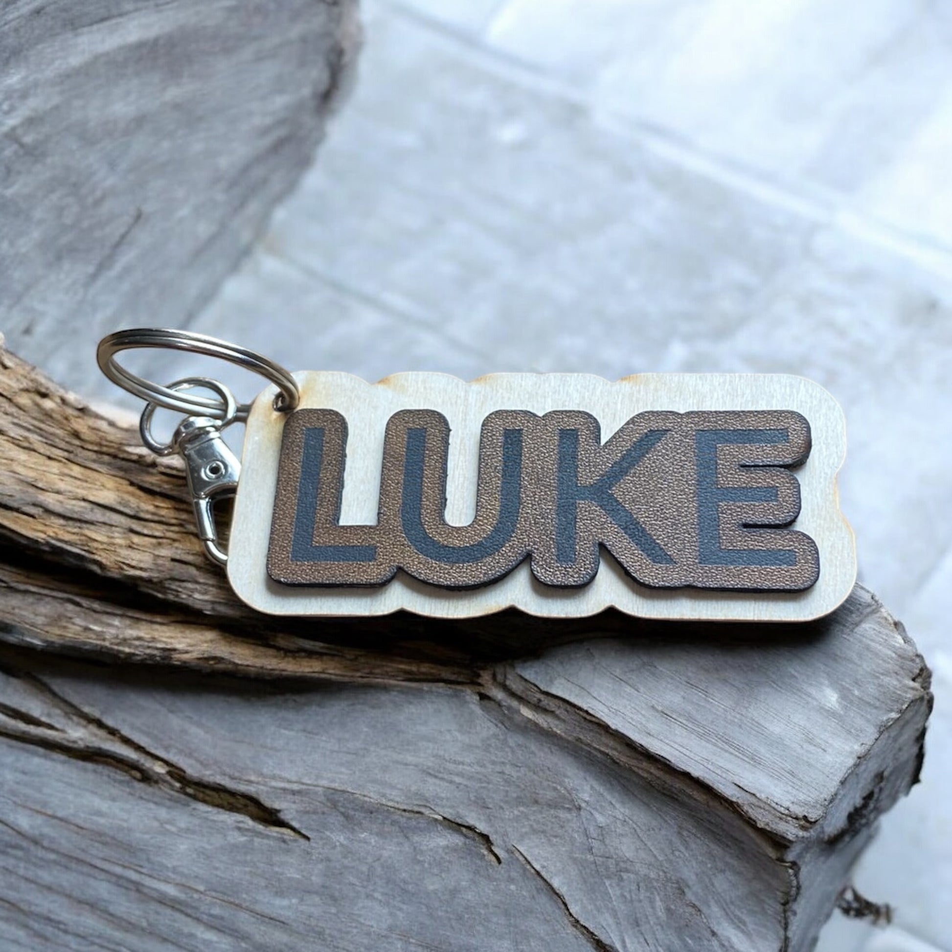 Custom Name Keychain – Engraved Leather & Wood Key Tag | Personalized Gift for Him & Her | Unique Custom Keychain for Bags, Backpacks, & Keys - SystemPoint Solutions