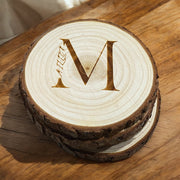 Monogram Engraved Wood Coasters - Custom Initial Drink Coaster - SystemPoint Solutions