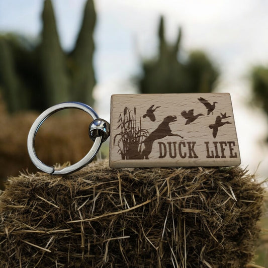 Custom Engraved Duck Hunting Keychain, Personalized Hunting Gift, Unique Duck Hunting Design, Custom Keychain for Hunters, Personalized Gift for Him - SystemPoint Solutions