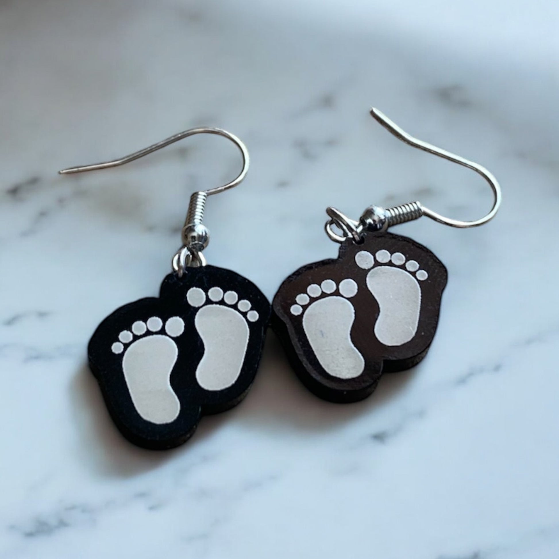 Baby Footprint Acrylic Earrings – Custom Newborn Keepsake Jewelry Gift for Moms & Grandmas - SystemPoint Solutions