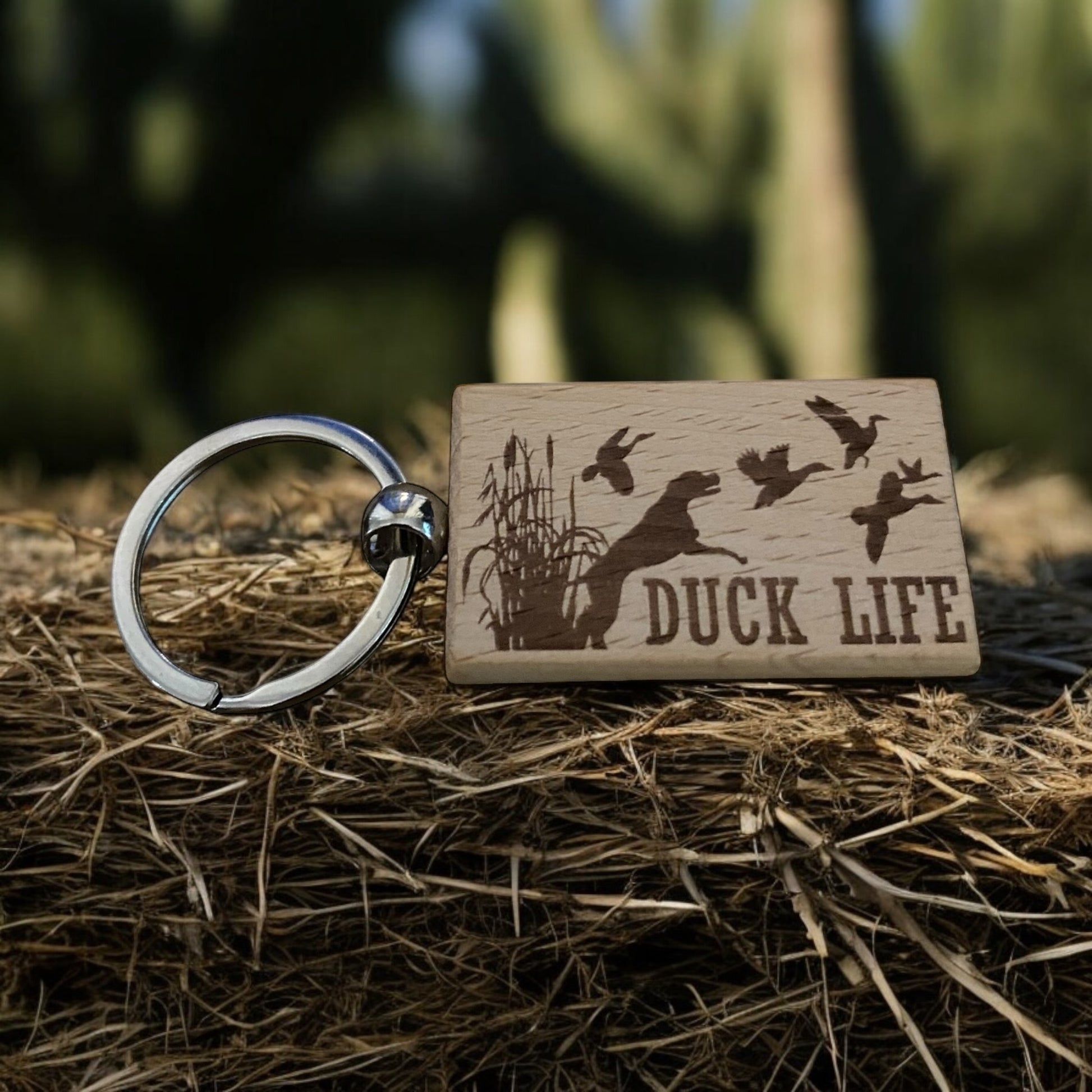 Custom Engraved Duck Hunting Keychain, Personalized Hunting Gift, Unique Duck Hunting Design, Custom Keychain for Hunters, Personalized Gift for Him - SystemPoint Solutions