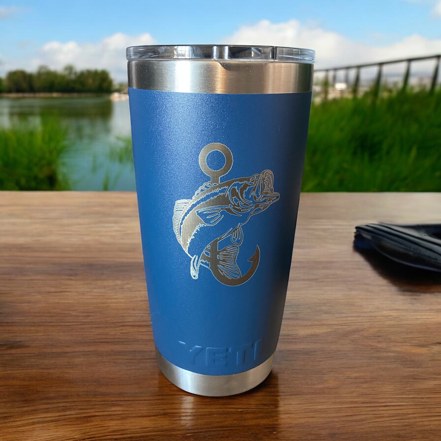 Custom Engraved YETI 20oz Tumbler – Bass Fishing Hook Design for Anglers - SystemPoint Solutions