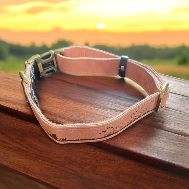 Engraved Leather Country Hunting Dog Collar – Hunting Waterfowl Scene - SystemPoint Solutions