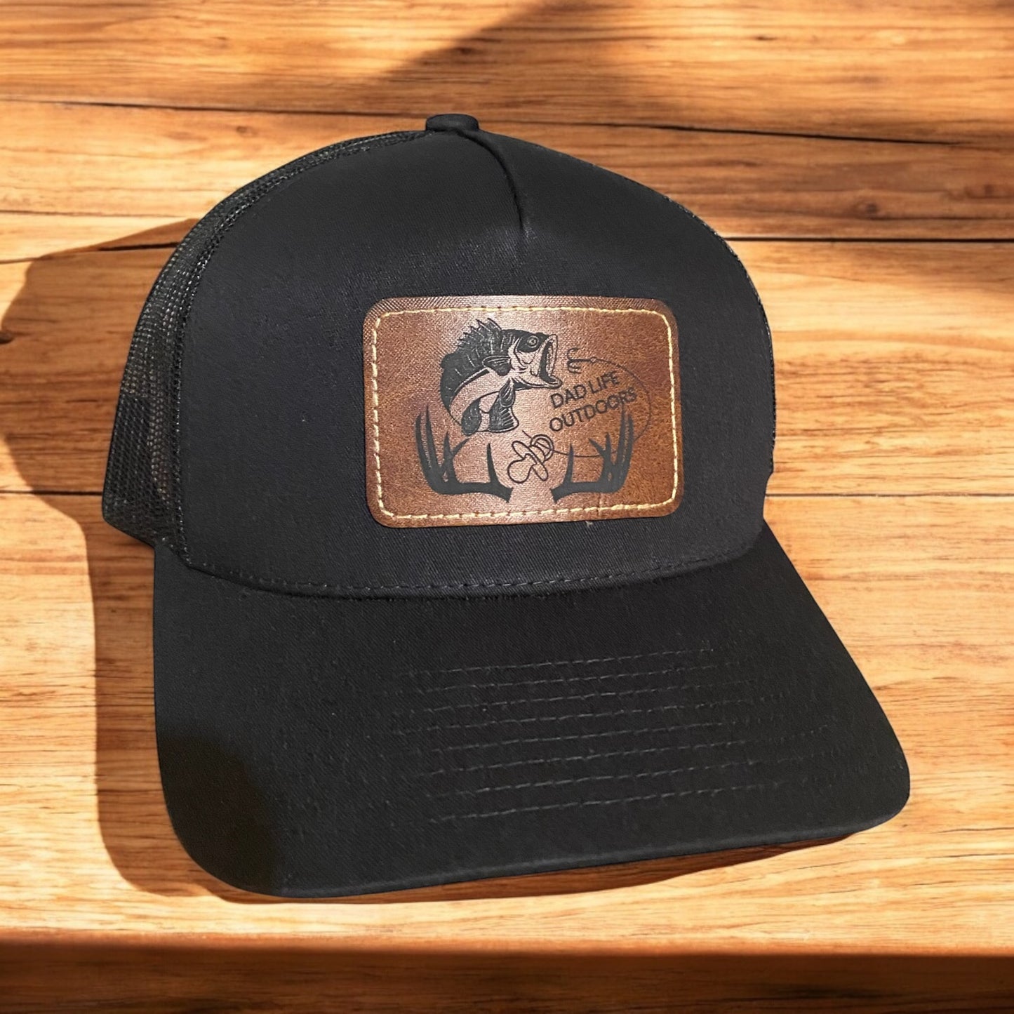 Custom Patch Hunting Theme Dad Hat- “Dad Life Outdoors” Leather Patch Hat Gift for Hunters and Outdoorsmen - SystemPoint Solutions