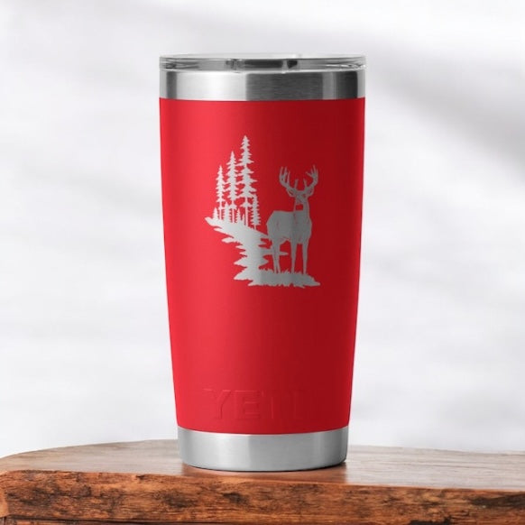 Custom Engraved Buck on Trail YETI 20oz Tumbler – Deer Hunting Gift for Outdoorsmen - SystemPoint Solutions