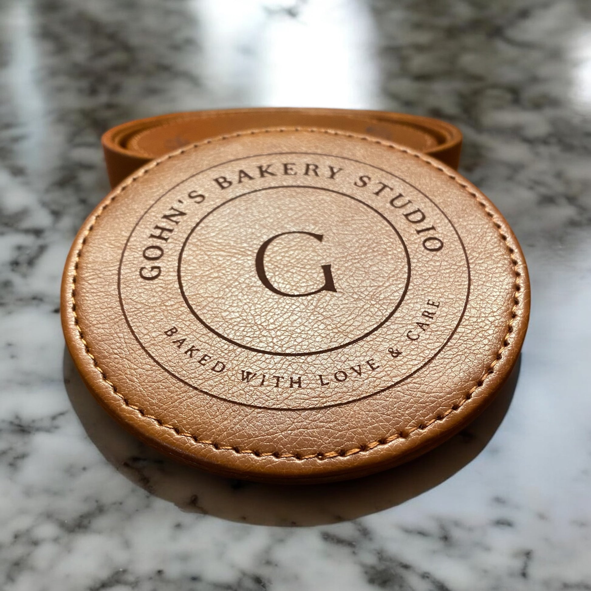 Set of 6 Leather Coasters with Holder - Custom Initial and Name Design, Laser Engraved Gift Set - SystemPoint Solutions