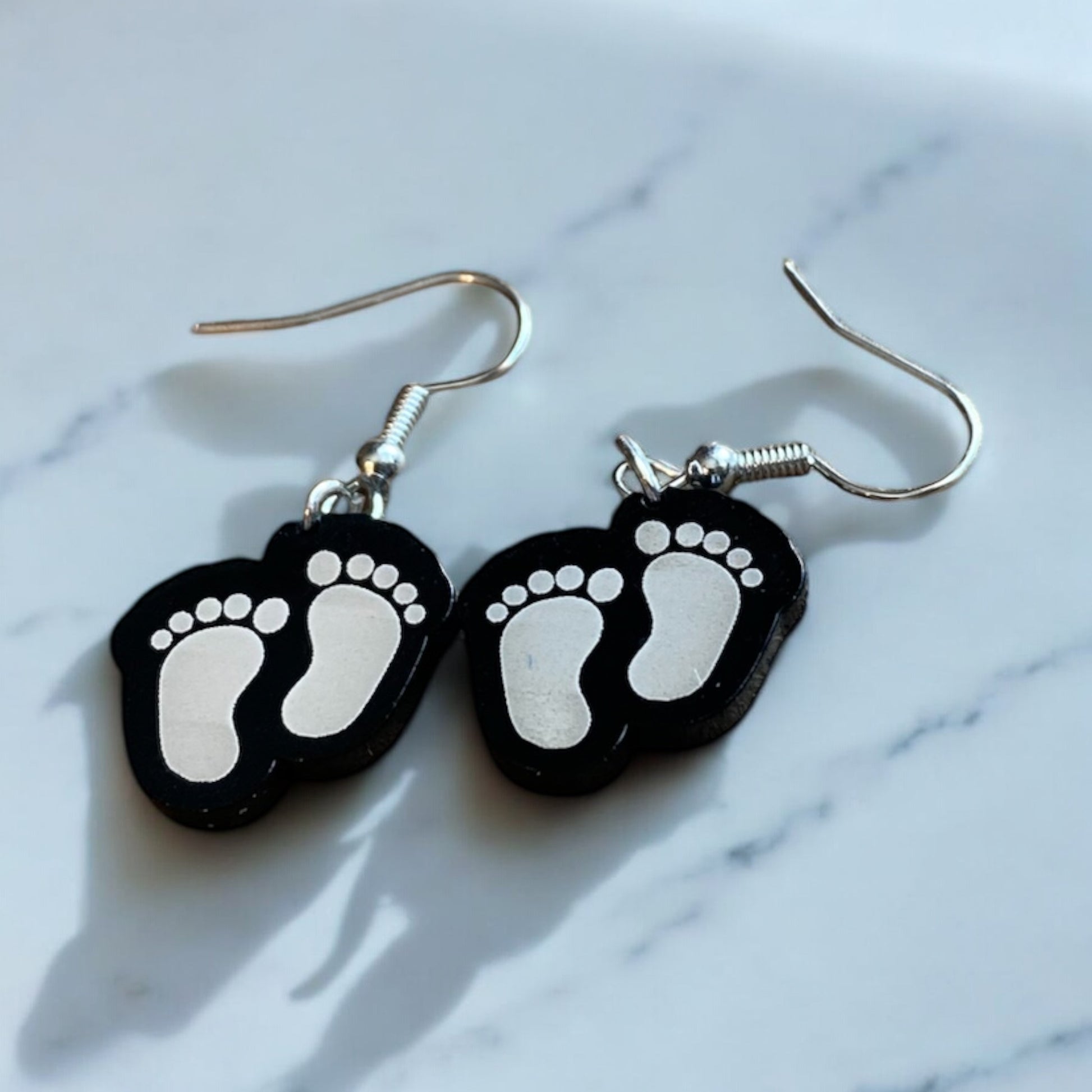 Baby Footprint Acrylic Earrings – Custom Newborn Keepsake Jewelry Gift for Moms & Grandmas - SystemPoint Solutions