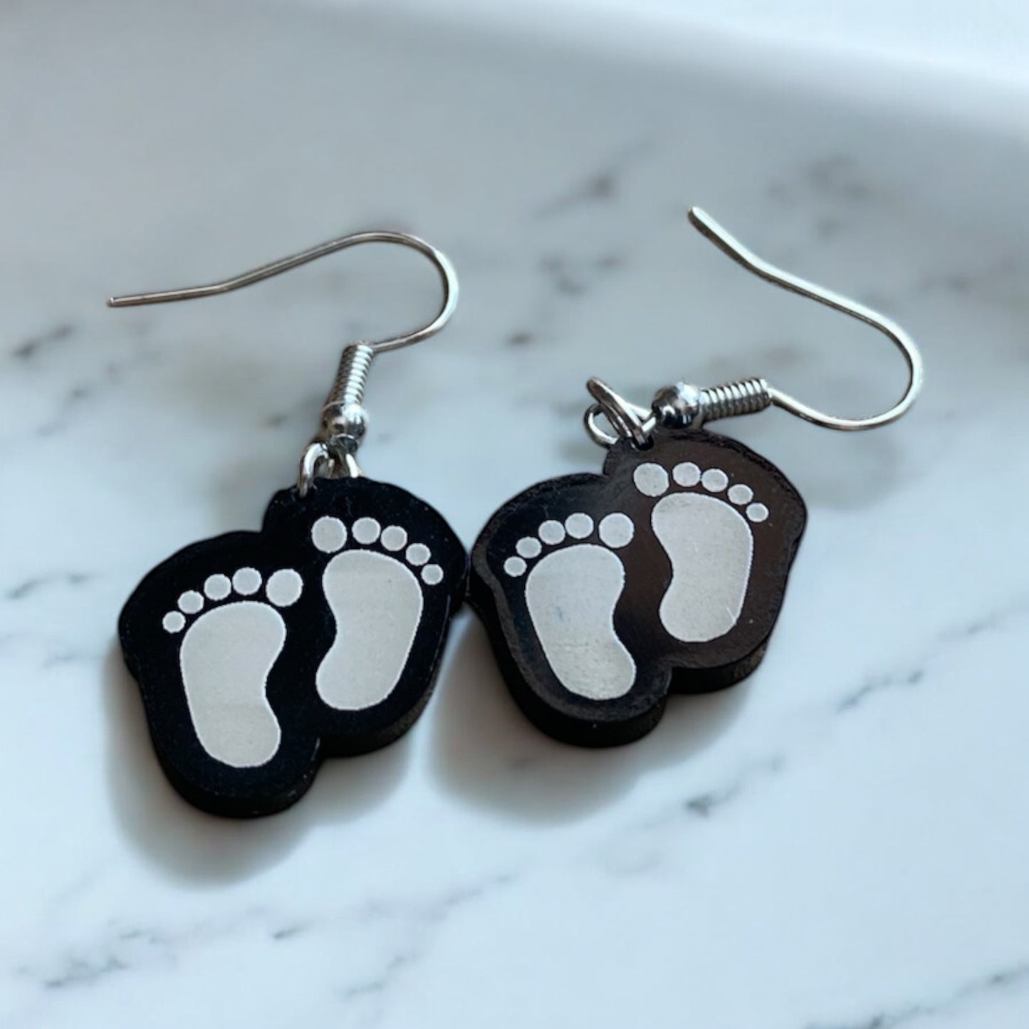 Baby Footprint Acrylic Earrings – Custom Newborn Keepsake Jewelry Gift for Moms & Grandmas - SystemPoint Solutions