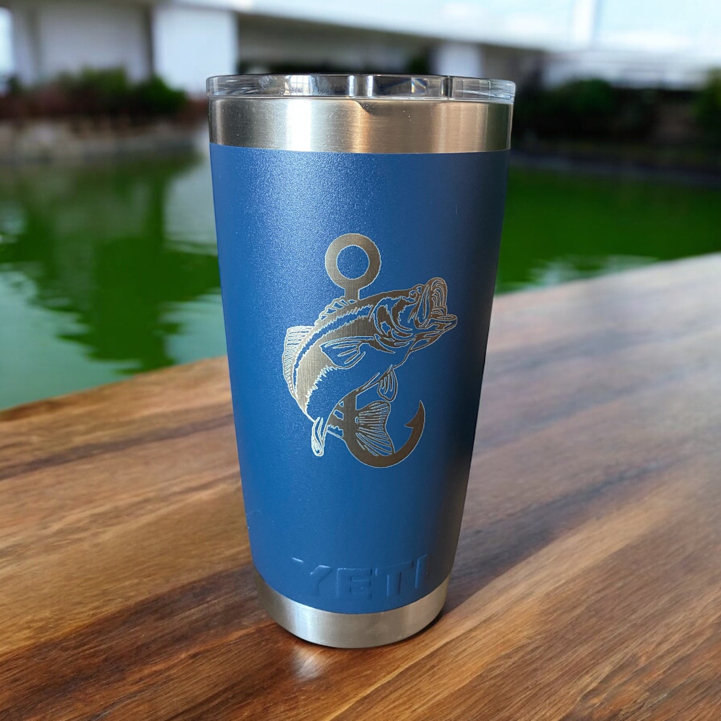 Custom Engraved YETI 20oz Tumbler – Bass Fishing Hook Design for Anglers - SystemPoint Solutions