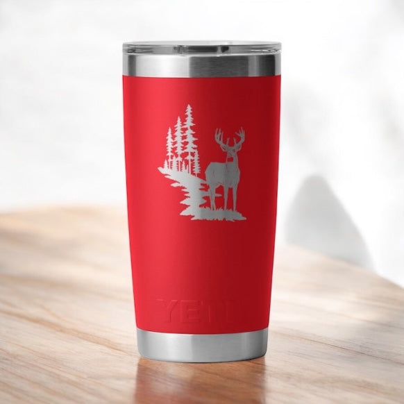 Custom Engraved Buck on Trail YETI 20oz Tumbler – Deer Hunting Gift for Outdoorsmen - SystemPoint Solutions