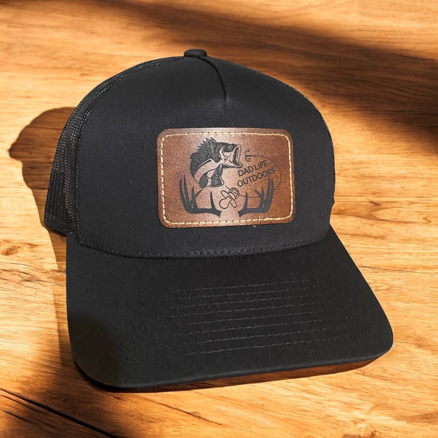 Custom Patch Hunting Theme Dad Hat- “Dad Life Outdoors” Leather Patch Hat Gift for Hunters and Outdoorsmen - SystemPoint Solutions