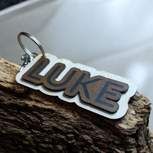 Custom Name Keychain – Engraved Leather & Wood Key Tag | Personalized Gift for Him & Her | Unique Custom Keychain for Bags, Backpacks, & Keys - SystemPoint Solutions