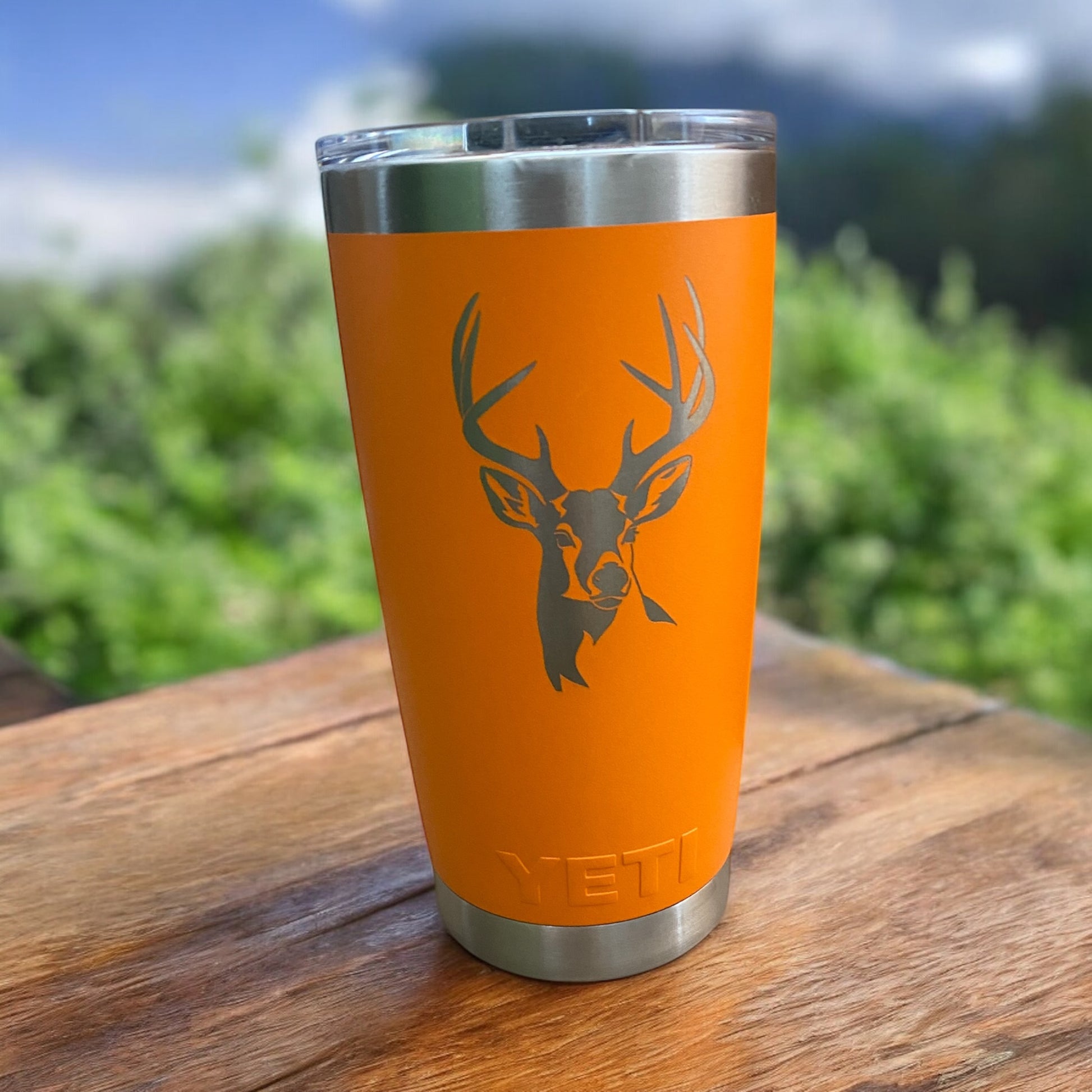 Custom Engraved YETI 20oz Tumbler - Orange Stainless Steel Deer Hunting Cup - Personalized Gift for Outdoorsmen & Hunters - SystemPoint Solutions