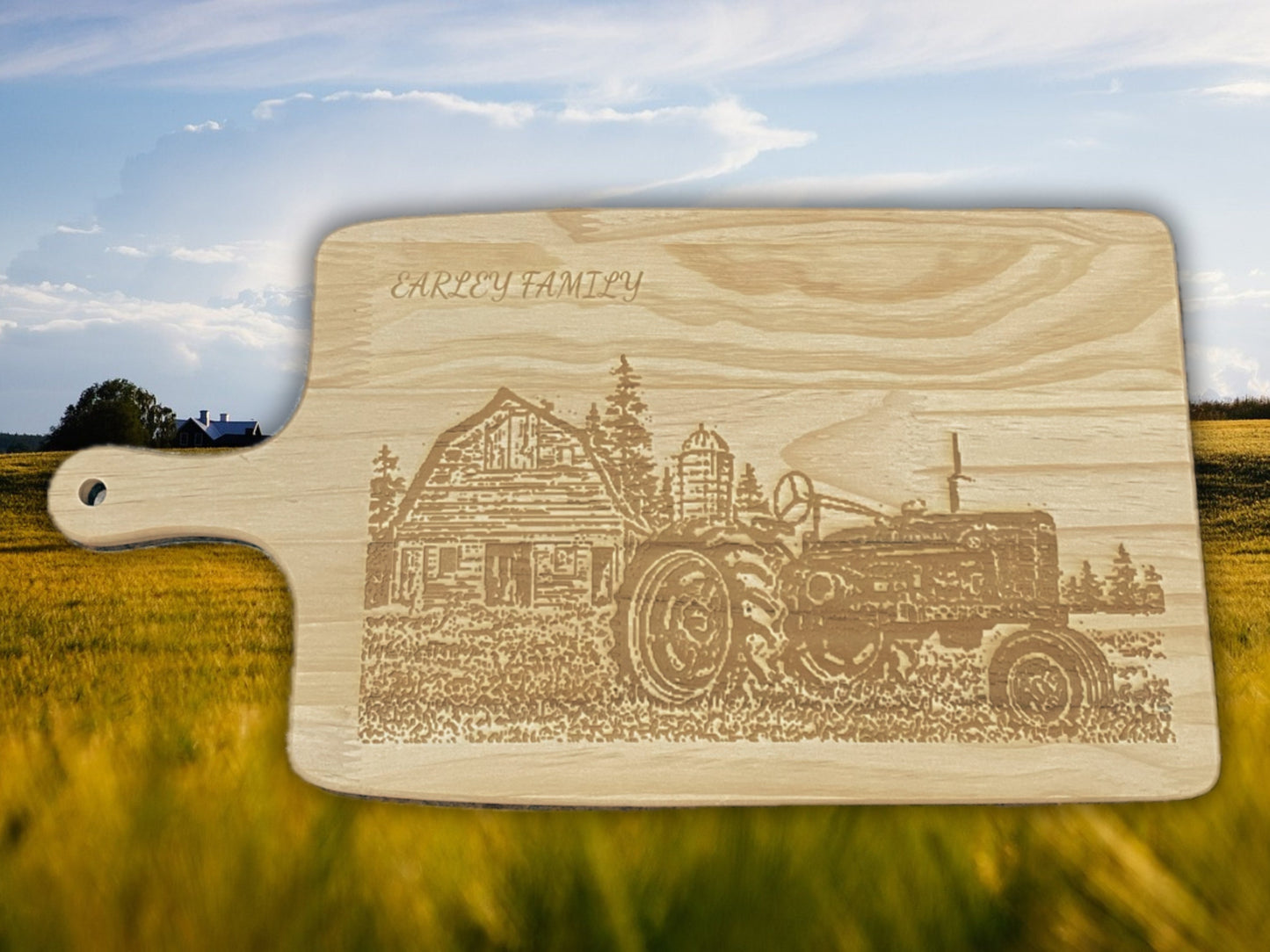 Tractor Personalized Cutting Board Gift for Farmer Country Kitchen - SystemPoint Solutions