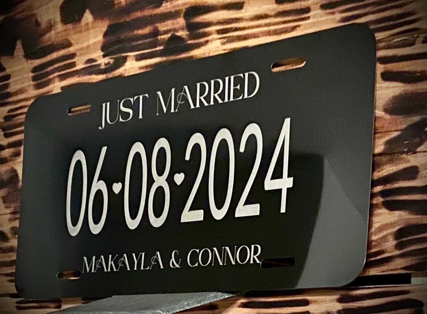 Wedding License - Car Aluminum License Plate | Wedding Car | Just Married | Wedding Date Sign | Personalized License | Anniversary - SystemPoint Solutions