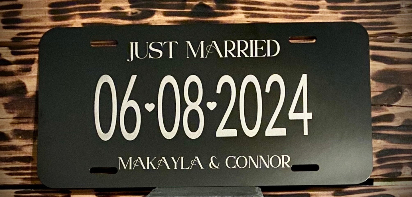 Wedding License - Car Aluminum License Plate | Wedding Car | Just Married | Wedding Date Sign | Personalized License | Anniversary - SystemPoint Solutions