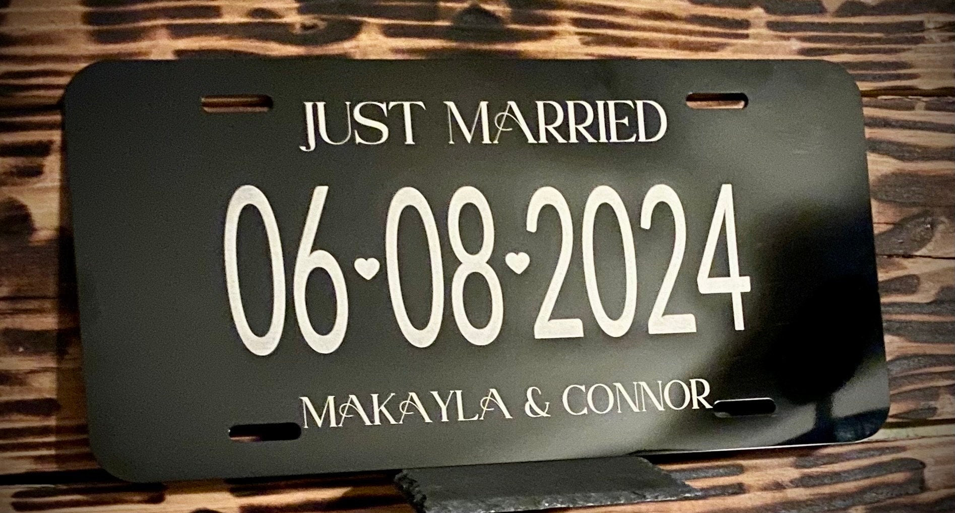 Wedding License - Car Aluminum License Plate | Wedding Car | Just Married | Wedding Date Sign | Personalized License | Anniversary - SystemPoint Solutions