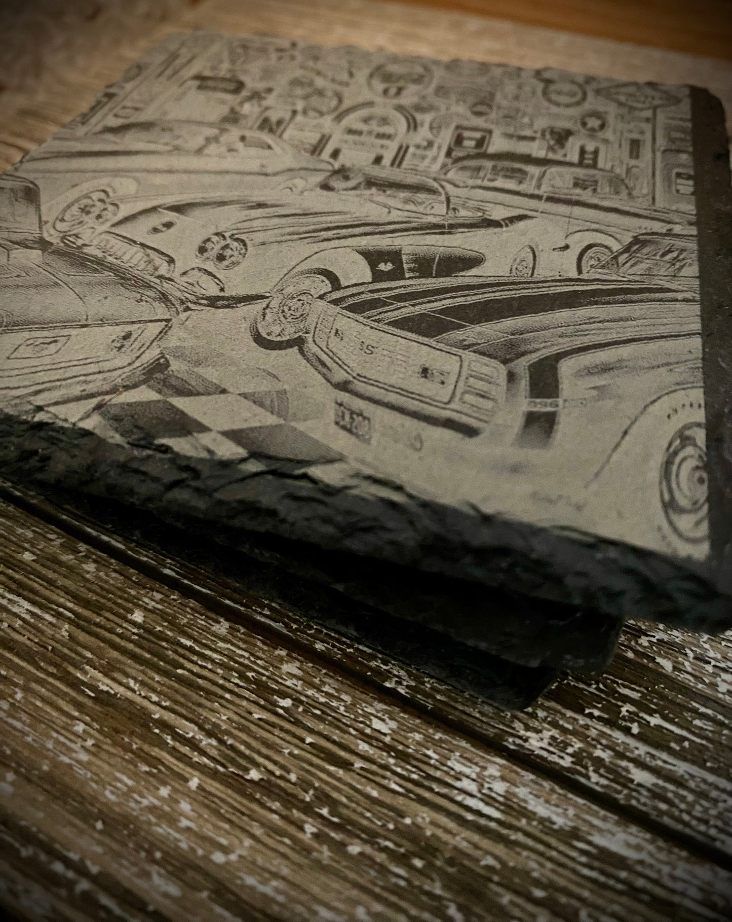 Vintage Car Enthusiast Coasters: Handcrafted slate, iconic classic cars. Perfect gift for gearheads! Limited edition set of 4 - SystemPoint Solutions