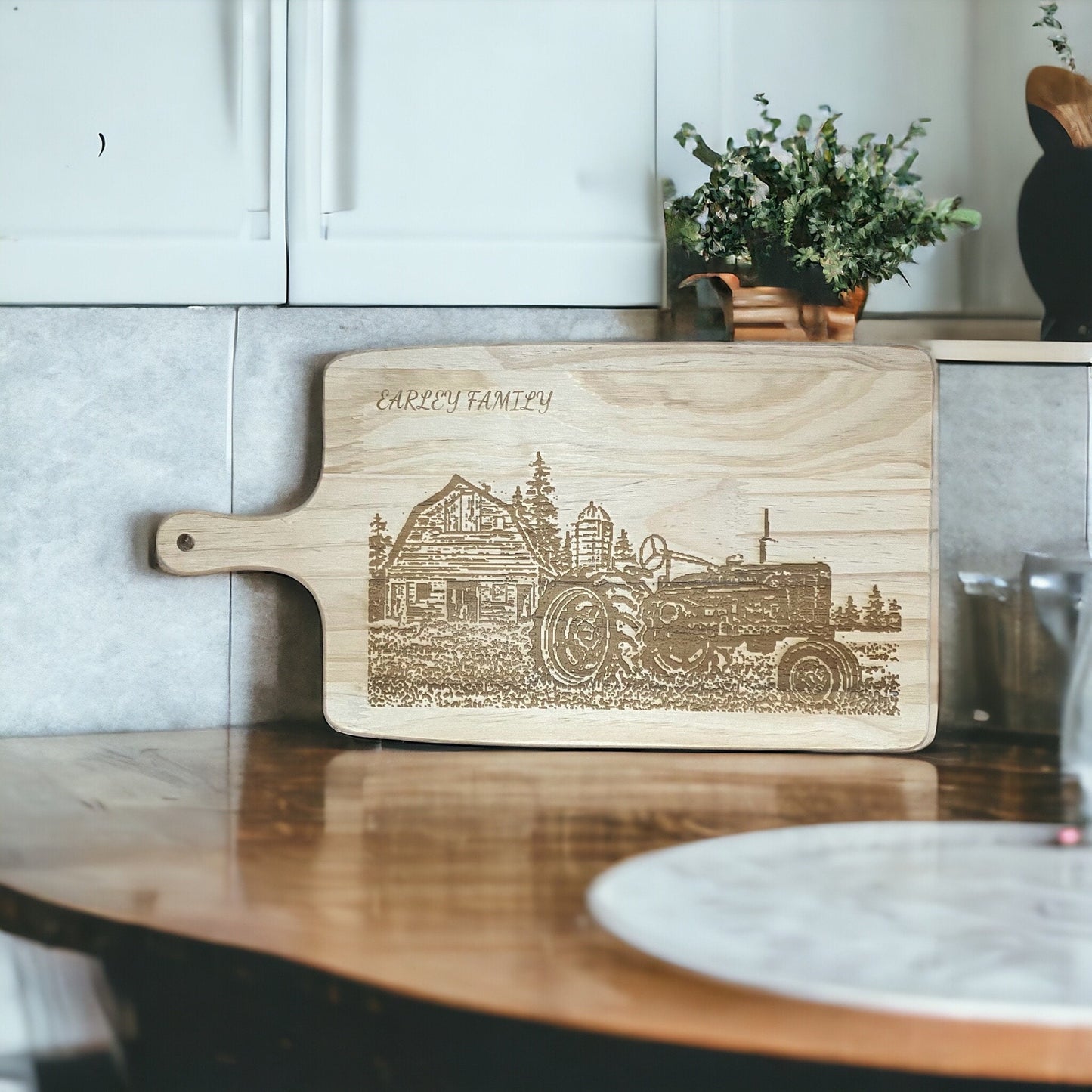 Tractor Personalized Cutting Board Gift for Farmer Country Kitchen - SystemPoint Solutions