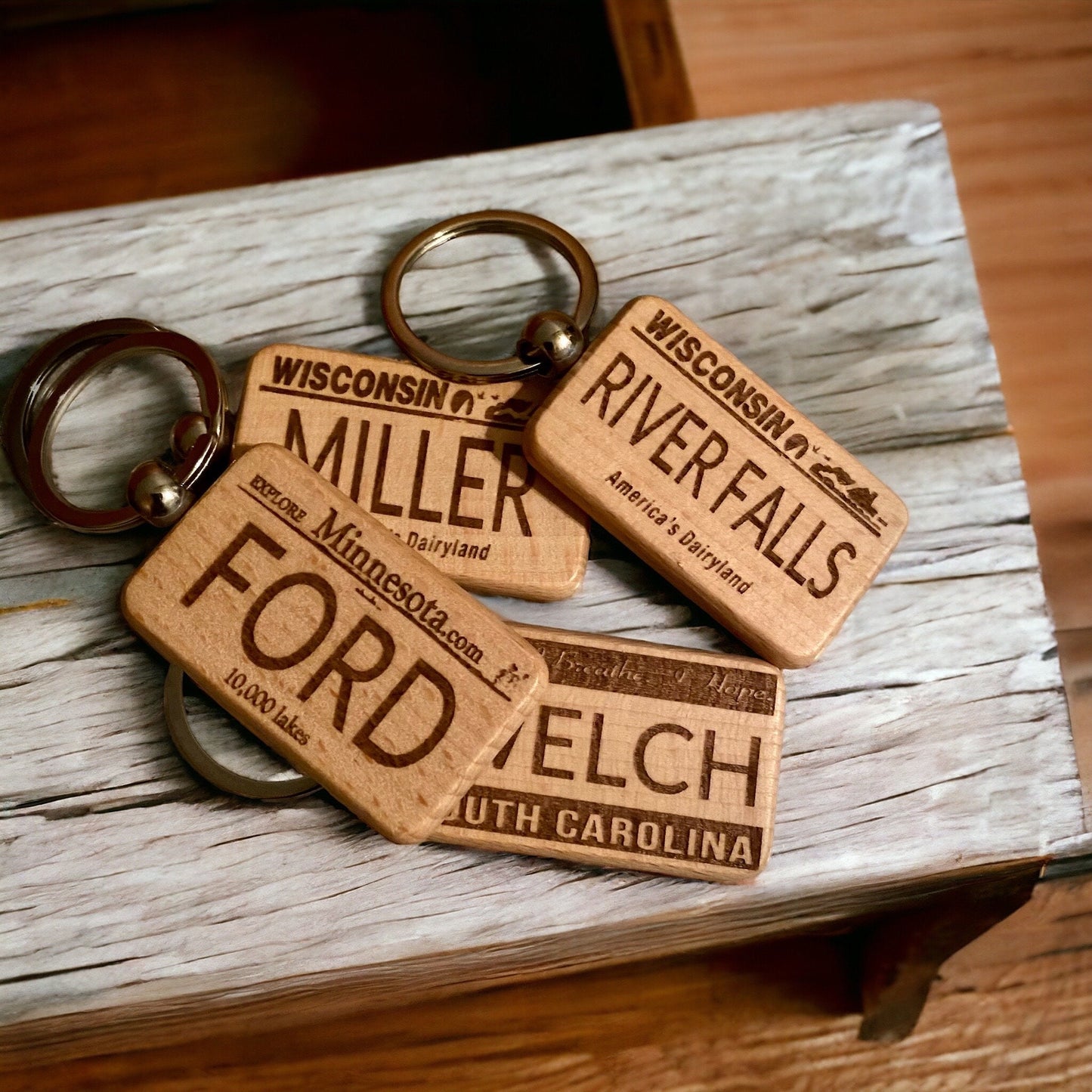 Retro License Plate Keychain, Customizable Personalized Engraved Keychain - Engraved License Plate Custom Keychain - SystemPoint Solutions