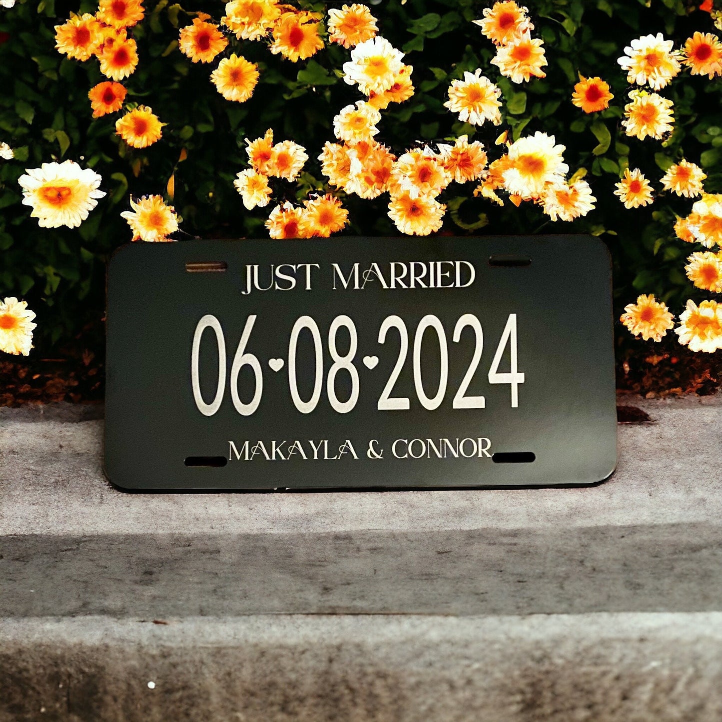 Wedding License - Car Aluminum License Plate | Wedding Car | Just Married | Wedding Date Sign | Personalized License | Anniversary - SystemPoint Solutions