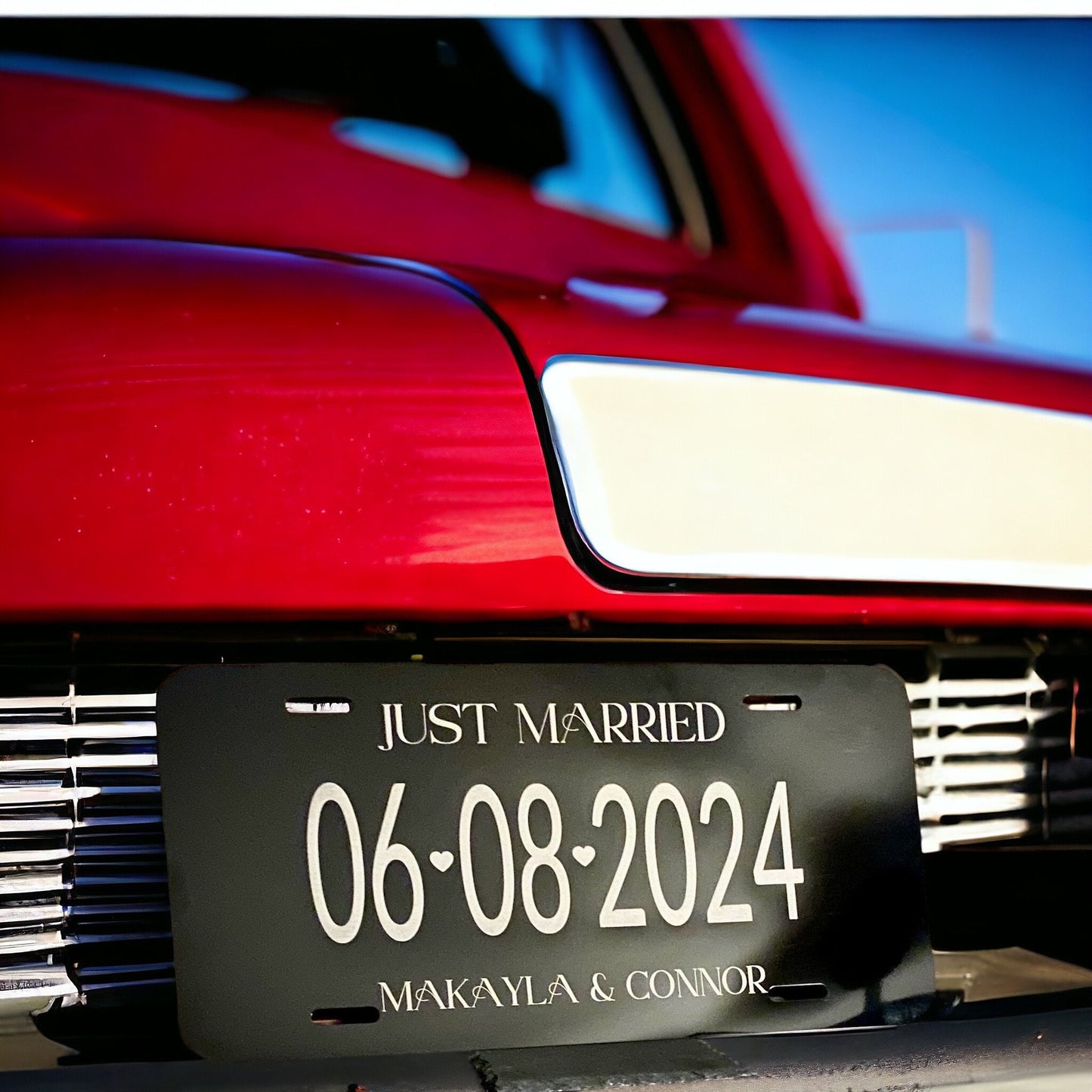 Wedding License - Car Aluminum License Plate | Wedding Car | Just Married | Wedding Date Sign | Personalized License | Anniversary - SystemPoint Solutions