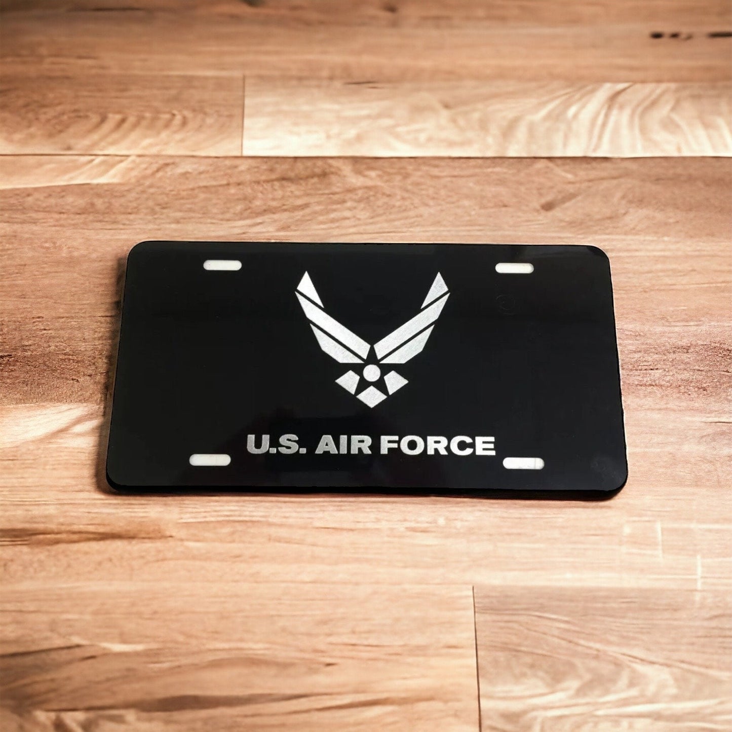 U.S Air Force Engraved Car Tag Black Aluminum Front License Plate - SystemPoint Solutions