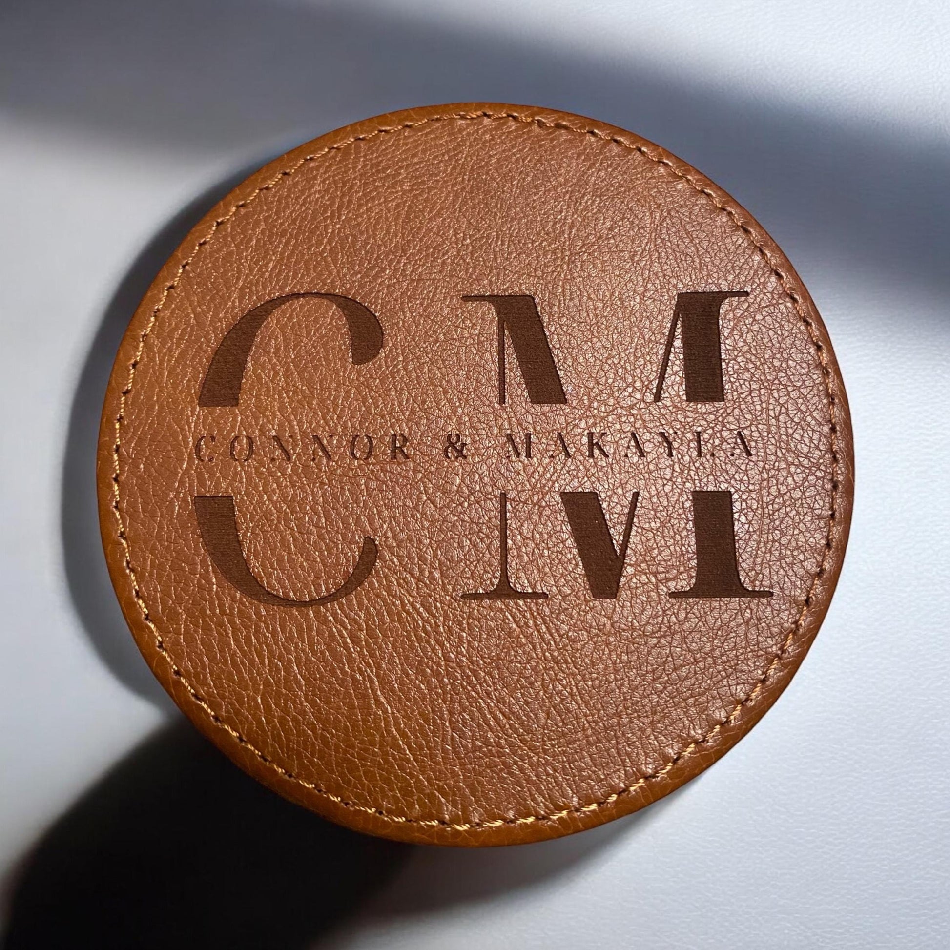 Custom Couples Leather Coaster Set | Engraved Initials and Names | Personalized Wedding Gift | Rustic Home Decor | Anniversary or House Gift - SystemPoint Solutions