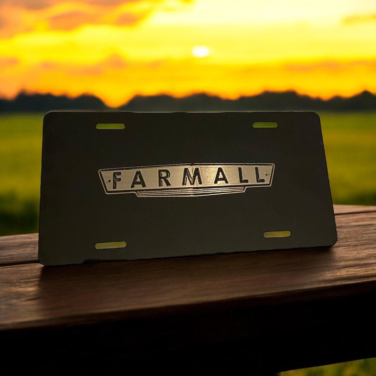 Custom Engraved Rustic Farmall Emblem License Plate | 6x12” Chrome Mirror | Personalized Car Truck Plate | Unique Gift for Farmers - SystemPoint Solutions