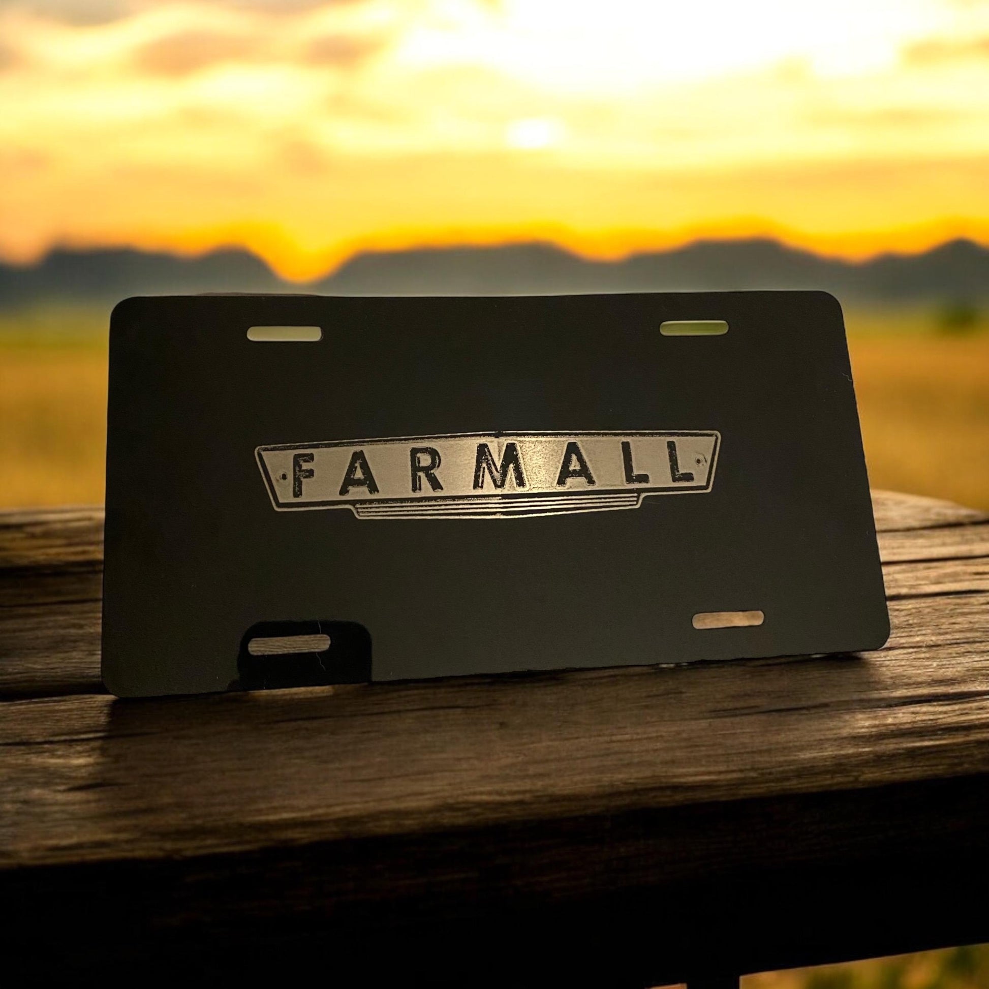 Custom Engraved Rustic Farmall Emblem License Plate | 6x12” Chrome Mirror | Personalized Car Truck Plate | Unique Gift for Farmers - SystemPoint Solutions