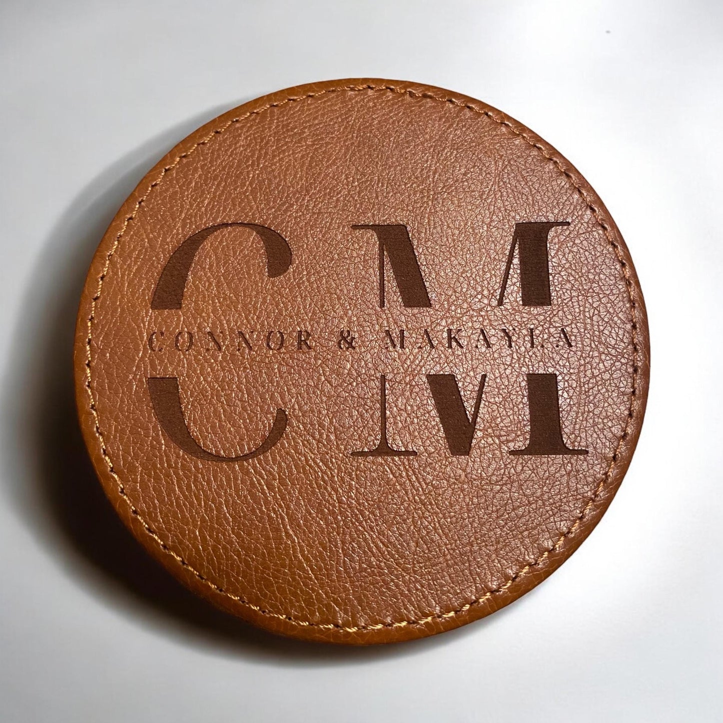 Custom Couples Leather Coaster Set | Engraved Initials and Names | Personalized Wedding Gift | Rustic Home Decor | Anniversary or House Gift - SystemPoint Solutions