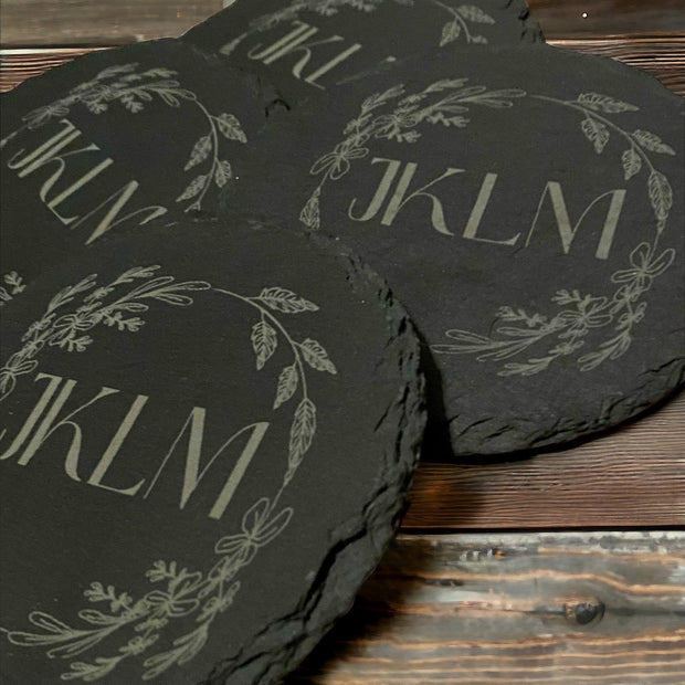 Custom Name Flower Coasters - Personalized Gift for Family - Set of 4 Drink Coasters - Handmade House Drink Decor - Family Name Drinkware - SystemPoint Solutions