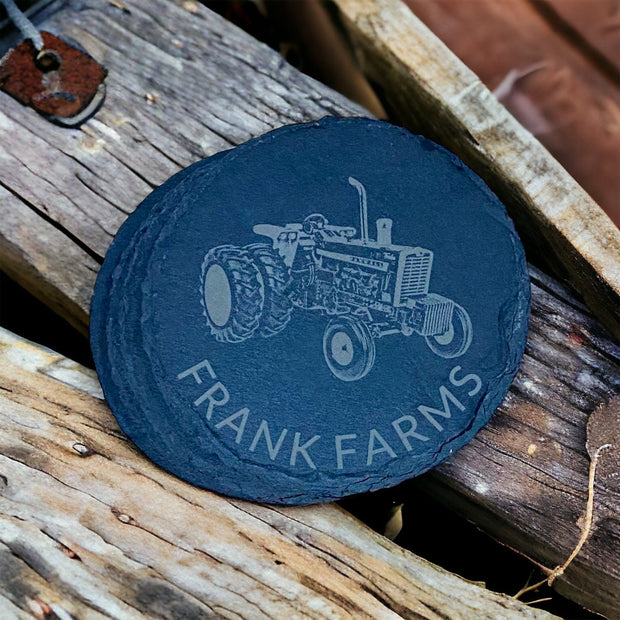 Custom Name Tractor Farm Coasters - Personalized Gift for Farmers - Set of 4 Drink Coasters - Handmade Farmhouse Decor - Farm Life Drinkware - SystemPoint Solutions