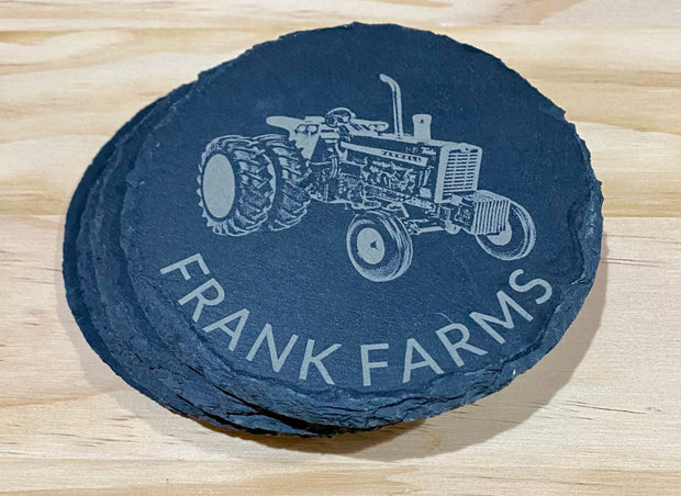 Custom Name Tractor Farm Coasters - Personalized Gift for Farmers - Set of 4 Drink Coasters - Handmade Farmhouse Decor - Farm Life Drinkware - SystemPoint Solutions