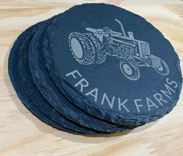 Custom Name Tractor Farm Coasters - Personalized Gift for Farmers - Set of 4 Drink Coasters - Handmade Farmhouse Decor - Farm Life Drinkware - SystemPoint Solutions