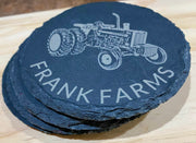 Custom Name Tractor Farm Coasters - Personalized Gift for Farmers - Set of 4 Drink Coasters - Handmade Farmhouse Decor - Farm Life Drinkware - SystemPoint Solutions
