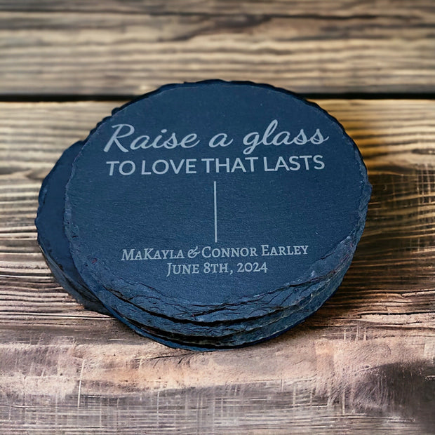 Custom Wedding Coasters - Personalized Drinkware for Bride and Groom - Set of 4 Coasters - Handmade Wedding Decor - Unique Gift Idea - SystemPoint Solutions