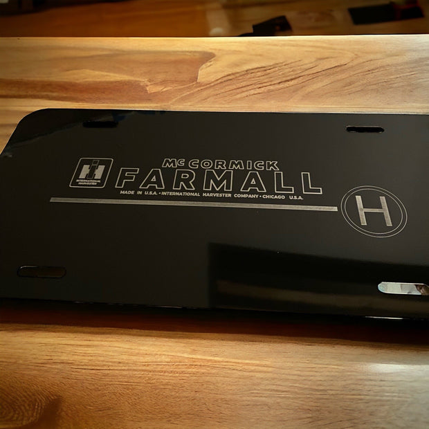Farmall a, b, c, h, m, super series, International Harvester Tractor Engraved Car Tag Black Aluminum Front License Plate - SystemPoint Solutions