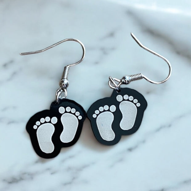 Baby Footprint Acrylic Earrings – Custom Newborn Keepsake Jewelry Gift for Moms & Grandmas - SystemPoint Solutions