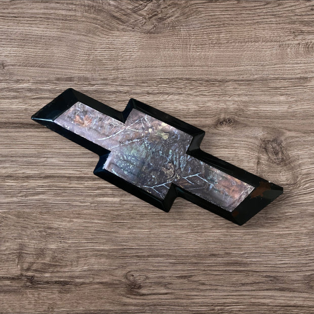 Camo Woodland Vinyl Emblem Overlays for Chevy Silverado (Front/Rear) - SystemPoint Solutions